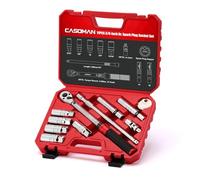 CASOMAN 11PCS 3/8-Inch Drive Spark Plug Socket Set, 6&12-Point, CR-V | Include 5-60Nm Click Torque Wrench, Spark Plug Gapper, U-Joint & Ext Bar; for Car Repair, Tire Replacement