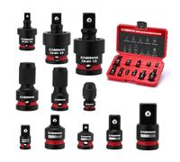 CASOMAN 11PCS Impact Socket Accessory Set, Includes Adapters and Reducers, Impact to 1/4" Hex Converters, Swivel Socket Adapters, CR-MO Steel, for Automotive Repair
