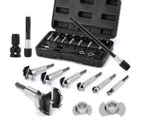 CASOMAN 12-Piece Forstner Drill Bit Set (Diameter:10,15,20,25,30,35,40mm), Wood Drill Bit Set with Adapter, Extension bar,& Storage Box