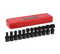 CASOMAN 12 Pieces 3/8-Inch Drive Shallow Universal Impact Socket Set, SAE, 5/16"-1", CR-MO, Swivel Socket