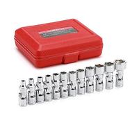 CASOMAN 12PCS 1/4" Drive Universal Flex Socket Set, Metric, 5mm to 15mm, 6-Point, CR-V, Swivel Head, 360 Degree Access