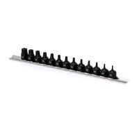CASOMAN 13-Piece 3/8" Drive Low Profile Impact Torx Bit Socket Set, Tamper Proof Socket Set Includes Storage Rail, S2