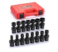 CASOMAN 15 PCS 3/8" Drive Standard Universal Impact Socket Set, 6 Point, CR-MO, Metric,8-22mm, Swivel Socket