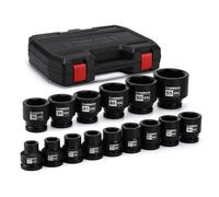 CASOMAN 15-Piece 3/4" Drive Shallow Spindle Axle Nut Impact Socket Set, 6-Point, Standard Large Socket Set, Metric (17mm -55mm), CR-MO Steel, with Storage Case