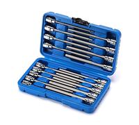 CASOMAN 18 Pieces 3/8 Inch Drive Long Hex Bit Socket Set,1/8-Inch to 3/8-Inch, 3mm to 10mm, SAE&Metric, Extra Long Allen Hex Bit Socket Set, CR-V and S2 Steel