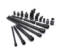 CASOMAN 18 Pieces Drive Tool Accessory Set, Socket Extension Tool, Includes Adapters, Extensions and Universal Joints and Impact Coupler, Professional Socket Accessories