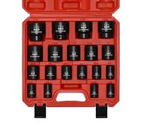 CASOMAN 19 Piece 1/2-Inch Drive Standard Impact Socket Set, SAE, Shallow, 3/8" to 1-1/2", Cr-Mo Alloy Steel, Radius Corner Design, Impact Grade