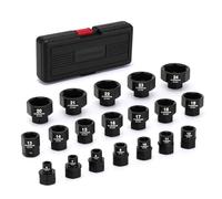 CASOMAN 19-Piece 3/8-Inch Drive Metric Stubby Low Profile Impact Socket Set, 6mm-24mm, No Skips Sizes, 6 Point, Cr-Mo, Shorter Socket for Tight Areas