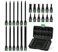 CASOMAN 24PCS 3/8-Inch Drive Extra Long and Standard Torx Bit Socket Set, T10-T60, Length: 2" & 6", CR-V & S2