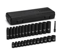 CASOMAN 27 Pieces 3/8-Inch Drive Impact Socket Set, Deep & Shallow, Metric (7mm - 19mm), 6 Point, CR-V Steel
