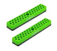 CASOMAN 2PCS 1/4" Hex Bit Organizer with Magnetic Base - Green, 86 Hole Bit Organizer with Strong Magnetic Base, Magnetic Bit Organizer for Your Specialty