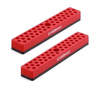 CASOMAN 2PCS 1/4" Hex Bit Organizer with Magnetic Base - Red, 86 Hole Bit Organizer with Strong Magnetic Base, Magnetic Bit Organizer for Your Specialty