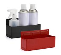 CASOMAN 2PCS Magnetic Aerosol Spray Can Holder, Red & Black, Magnet Toolbox Bottle Holder, Wall Mounted Spray Bottle Rack for Garage, Mechanic Paint Bottle Can Organizer, 8.3"x3"