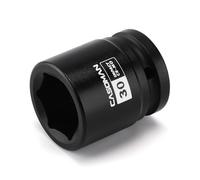 CASOMAN 3/4" Drive x 30mm Shallow Impact Socket, Jumbo Impact Socket, Metric, 6-Point, CR-MO, Black Phosphate Finish