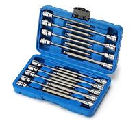 CASOMAN 3/8" Drive Extra Long Ball-End Hex Bit Socket Set, 18 Piece Allen Socket Set, Metric & SAE, 3mm to 10mm, 1/8" to 3/8", CR-V and S2 Steel
