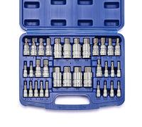 CASOMAN 32 Piece Master Hex Bit Socket Set, S2 Steel, SAE & Metric, Allen Socket Bit, 5/64”-3/4”, 2mm-19mm, Chrome Finish