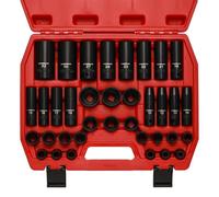 CASOMAN 36-Piece 1/2” Drive Metric Deep and Shallow Impact Socket Set, 6-Point, CR-V, for Auto Repair, with Portable Case, Rugged Construction