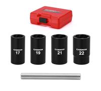 CASOMAN 5 Pieces 1/2" Dr. Twist Socket Set, Lug Nut Remover Tool, Metric Bolt and Lug Nut Extractor Socket Tools