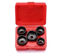 CASOMAN 5 Pieces 3/8" Drive Low Profile Oil Filter Socket Set | 24mm 27mm 29mm 32mm 36mm, 6 Point, Oil Filter Cap Remover and Installer, CR-V