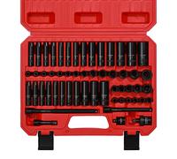 CASOMAN 55PCS 1/4-Inch Drive Impact Socket Set, Shallow & Deep, 5/32 Inch - 9/16 Inch, 4mm - 15mm, Metric/SAE, 6-Point, Cr-V Steel Socket Set