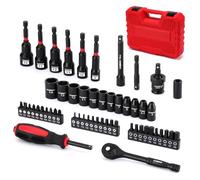 CASOMAN 56-Piece 1/4 Inch Mini Socket Ratchet Wrench Set, Metric Shallow Socket (4-14mm), 6-Point, with 72 Teeth Mini Ratcheting Wrench
