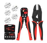 CASOMAN 6 in 1 Crimping Tool Kit and Wire Stripper Set, 6 PCS Interchangeable Jaw Sizes, Multi-Purpose Wire Crimper Tool - Ideal for Crimping, Wiring, Heat Shrink, Non-Insulated connectors