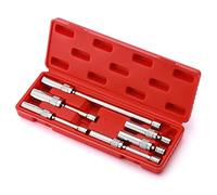 CASOMAN 6PCS 3/8-Inch Drive Magnetic Swivel Spark Plug Socket Set, Include 9/16-Inch, 5/8-Inch, 13/16-Inch, 14mm Socket, Length: 4-Inch, 6-Inch, 11-Inch, 12-Point, CR-V