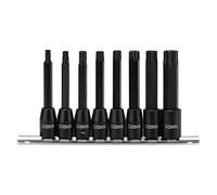 CASOMAN 8 Piece 3/8” Drive Extra Long Torx Star Bit Socket Set, T30-T70, S2 Steel, 3.5-inch Length Torx Bit in 3/8-inch Dr.