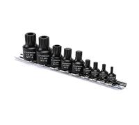 CASOMAN 9-Piece Low Profile Impact Triple Square Bit Socket Set, Includes Storage Rail, 1/4", 3/8" and 1/2" Drive, CR-MO Steel, Designed for Impact Use