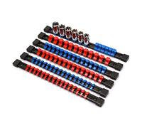CASOMAN ABS Socket Organizer, 6PCS, 1/4-Inch, 3/8-Inch, 1/2-Inch, Premium Quality, Blue & Red Rails