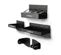 CASOMAN Magnetic Toolbox Shelf, Tray, Paper Towel Holder, 4-Piece Set, Black, Variety of Use, Durable, Magnets any metal surface