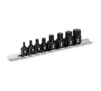 CASOMAN Stubby Triple Square Bit Socket Set, 8 Piece XZN Spline Bit Sockets, M4-M16, 1/4" & 3/8" Drive, Super Short 12-Point S2 Steel for European Automotive Repair