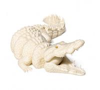 CASOME 3D Printed Articulated Crocodile Figurine, Movable Alligator Sculpture For Home Decor, Realistic Reptile Desk Ornament, Poseable Crocodile Model For Collectors And Reptile Lovers(White,S)