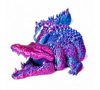 CASOME 3D Printed Articulated Crocodile Figurine, Movable Alligator Sculpture For Home Decor, Realistic Reptile Desk Ornament, Poseable Crocodile Model For Collectors And Reptile Lovers(Purple,S)