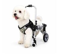 CASOME Adjustable 4-Wheel Dog Wheelchair For Front & Hind Legs - Lightweight Mobility Aid For Elderly Dogs - EVA Wheels For Comfortable Mobility & Easy Adaptation - Fits Small Breeds(Black4wheel,M)