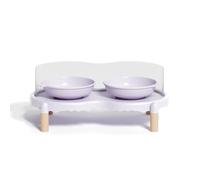 CASOME Elevated Ceramic Pet Feeder - Dual Raised Ceramic Bowls with ABS Stand, High-Rim Anti-Spill & Whisker-Friendly Design, Ergonomic Cat & Small Dog Dining Station(Purple)
