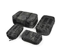 CASONMMAX - Set of 4 Tactical Packing Cubes, Compressible Mesh Storage Bag, Edc Molle Portable Bag Organizer, Multi Black, Variedad de tamaños, Tactical, Travel