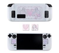 CasosexploreLab Case Compatible for Steam Deck OLED & LCD Protective Cover Shell Skin for SD Kawaii Pink Angel Hard PC Protection Accessories with Trackpad Sticker Snap On Grip Case