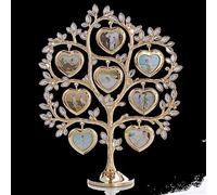 CASOTA Digital Picture Frame Family Tree with 8 Hanging Frames, Metal Table Top Decoration, 11 inches, Rose Gold, Grijs, Clear