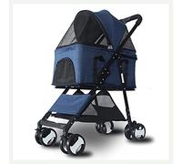 CASOTA Pet Travel Stroller 4-Wheeled Trolley Shockproof Stroller Folding Pet Supplies,Blue