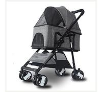 CASOTA Pet Travel Stroller 4-Wheeled Trolley Shockproof Stroller Folding Pet Supplies,Gray