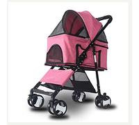 CASOTA Pet Travel Stroller 4-Wheeled Trolley Shockproof Stroller Folding Pet Supplies,Pink