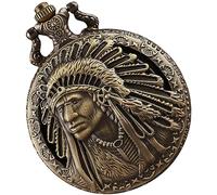 CASOTA Vintage Quartz Pocket Watch Vintage Necklace Retro Pocket Watch Embossed Indian Portrait Pocket Watch Movement Pocket Watch Costume Accessories for Women Men Link Chain Necklace