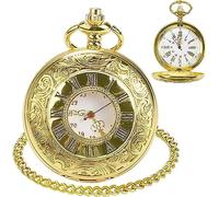 CASOTA Vintage Quartz Pocket Watch Vintage Smooth Pocket Watch with Short Chain Classical Sculptured Fob Pocket Watch for Men Women on Birthday Anniversary Day Christmas Fathers Day