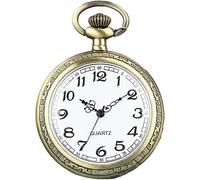 CASOTA Vintage Quartz Pocket Watch Vintage Steel Classic Fob Pocket Watch with Short Chain for Men Women - Gift for Birthday Anniversary Day Christmas Fathers Day