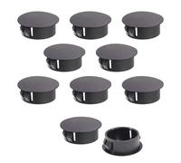 Casoter 10PCS Furniture Hole Plugs 25mm Plastic Round Button Plugs Drilling Cover Caps Black for Cabinet Table Desk Cupboard