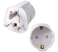 Casoter EU to UK Plug Adapter w/Fused, 2-Pin Plug Adaptor to 3-Pin 13A Fused 250V Grounded Travel Adapter Continental Type C E F To Type G - White, 2 Pack
