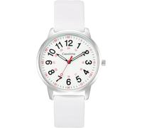 Casotime 30M Waterproof Nurse Watch - Luminous Easy Read Dial, Second Hand & 24H Military Time, Durable Silicone Band for Nurses, Medical Professionals, Students - Men and Women, White