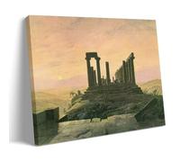 Caspar David Friedrich Paintings Wall Art Poster Prints The Temple of Juno in Agrigento Painting On Canvas Wall Art Scroll Picture Print Living Room Walls Decor Homes Frame 12x18inch(30x45cm)