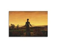 Caspar David Friedrich Poster Work《Woman Before The Rising Sun》 Wall Art Scroll Canvas Painting Picture Living Room Decor Home 12x18inch(30x45cm)